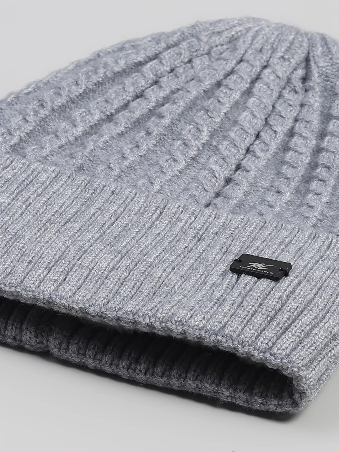 Men Grey Printed Blend Wool Cap - Image 7