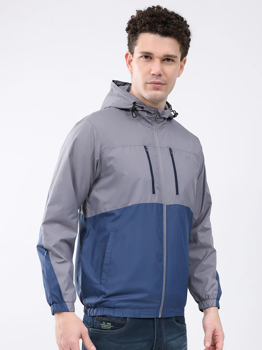 Men Grey Printed Collar Full Sleeve Jacket - Image 4