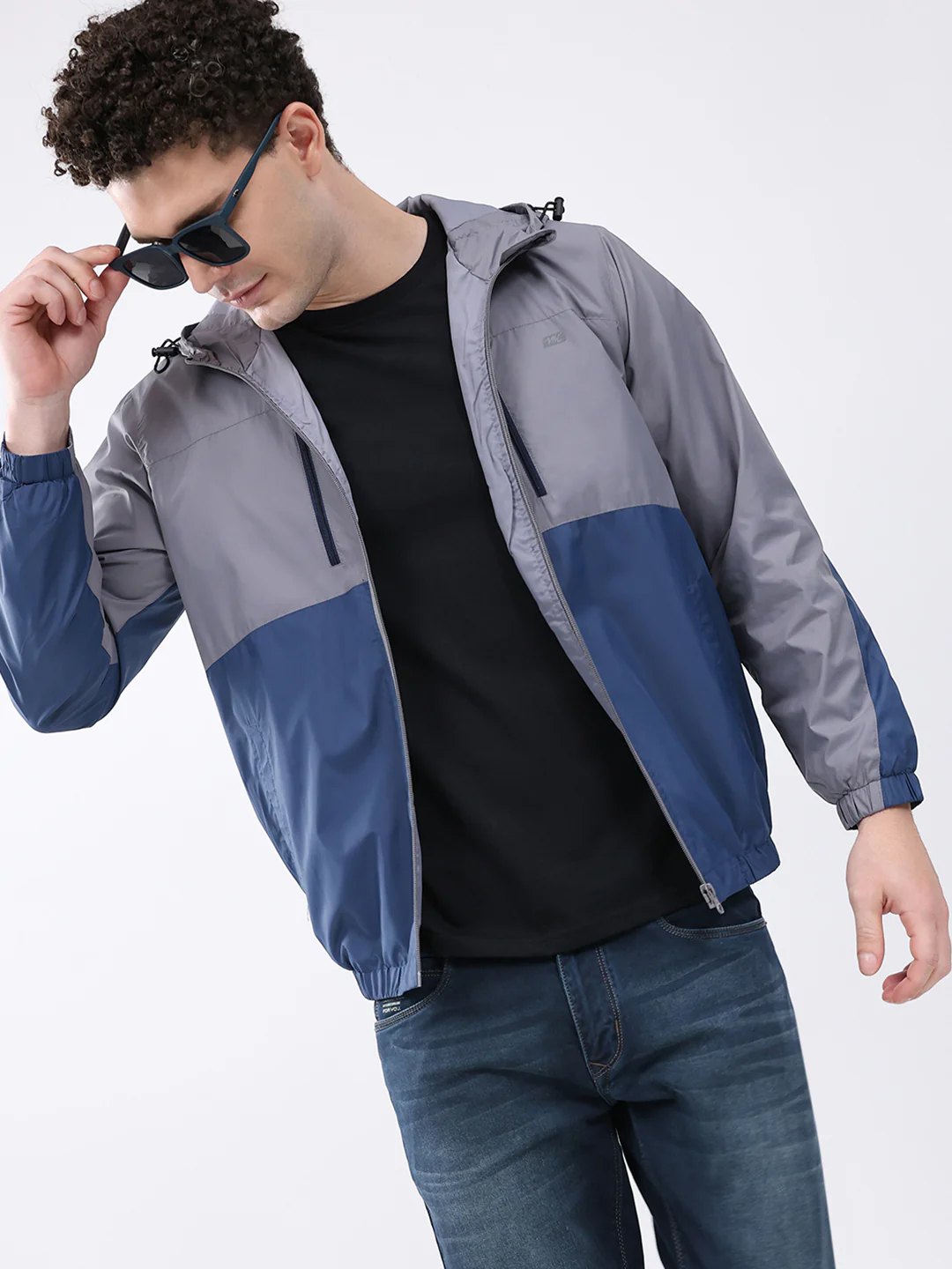 Men Grey Printed Collar Full Sleeve Jacket - Image 6
