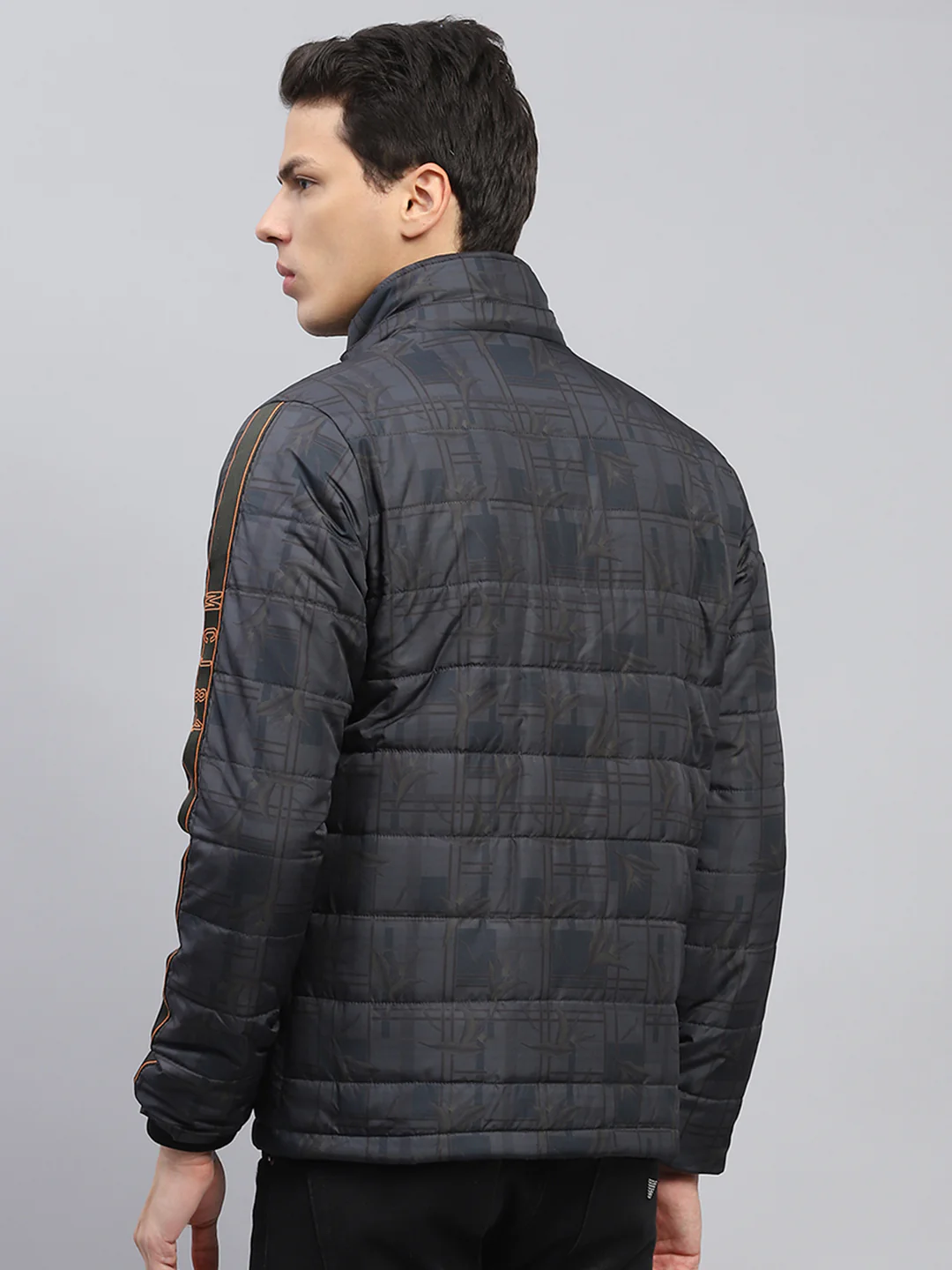Men Grey Printed Detachable Hood Full Sleeve Jacket - Image 7