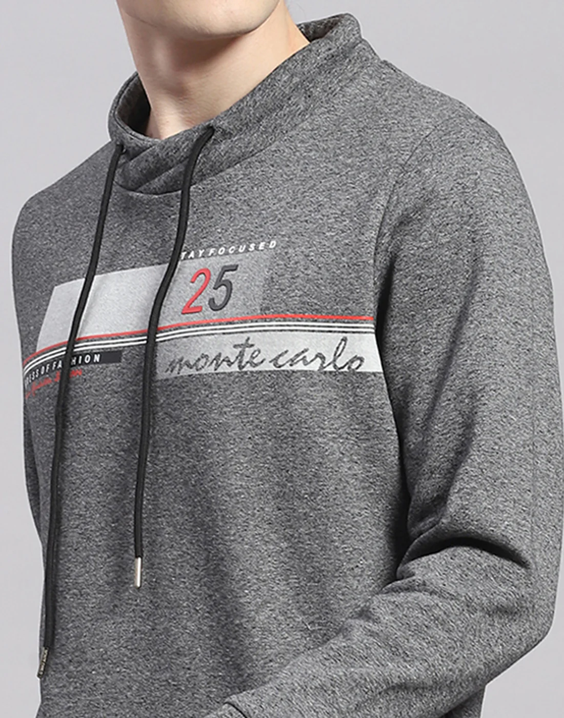 Men Grey Printed F Neck Full Sleeve Sweatshirt - Image 6
