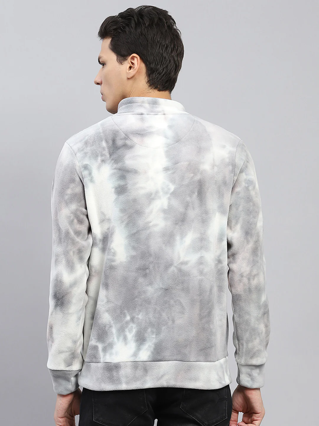 Men Grey Printed High Neck Full Sleeve Sweatshirt - Image 5