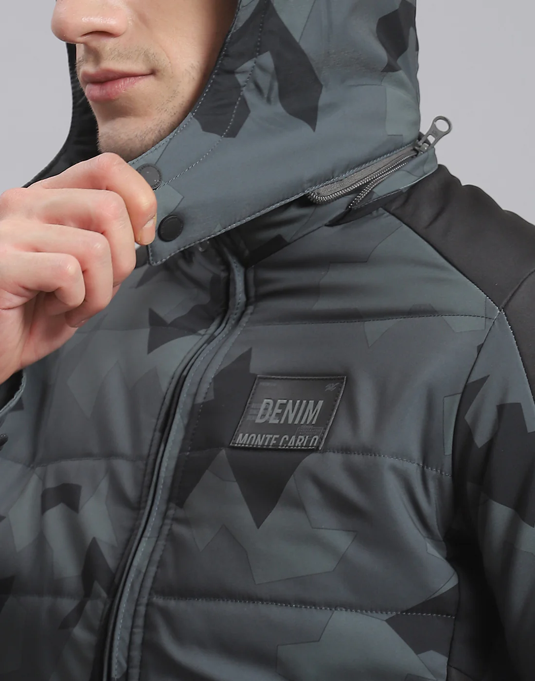 Men Grey Printed Hooded Full Sleeve Jacket - Image 7
