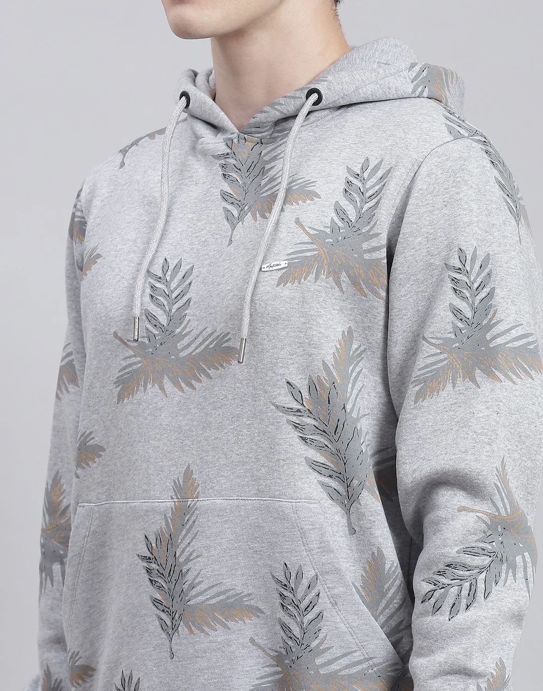 Men Grey Printed Hooded Full Sleeve Tracksuit - Image 6