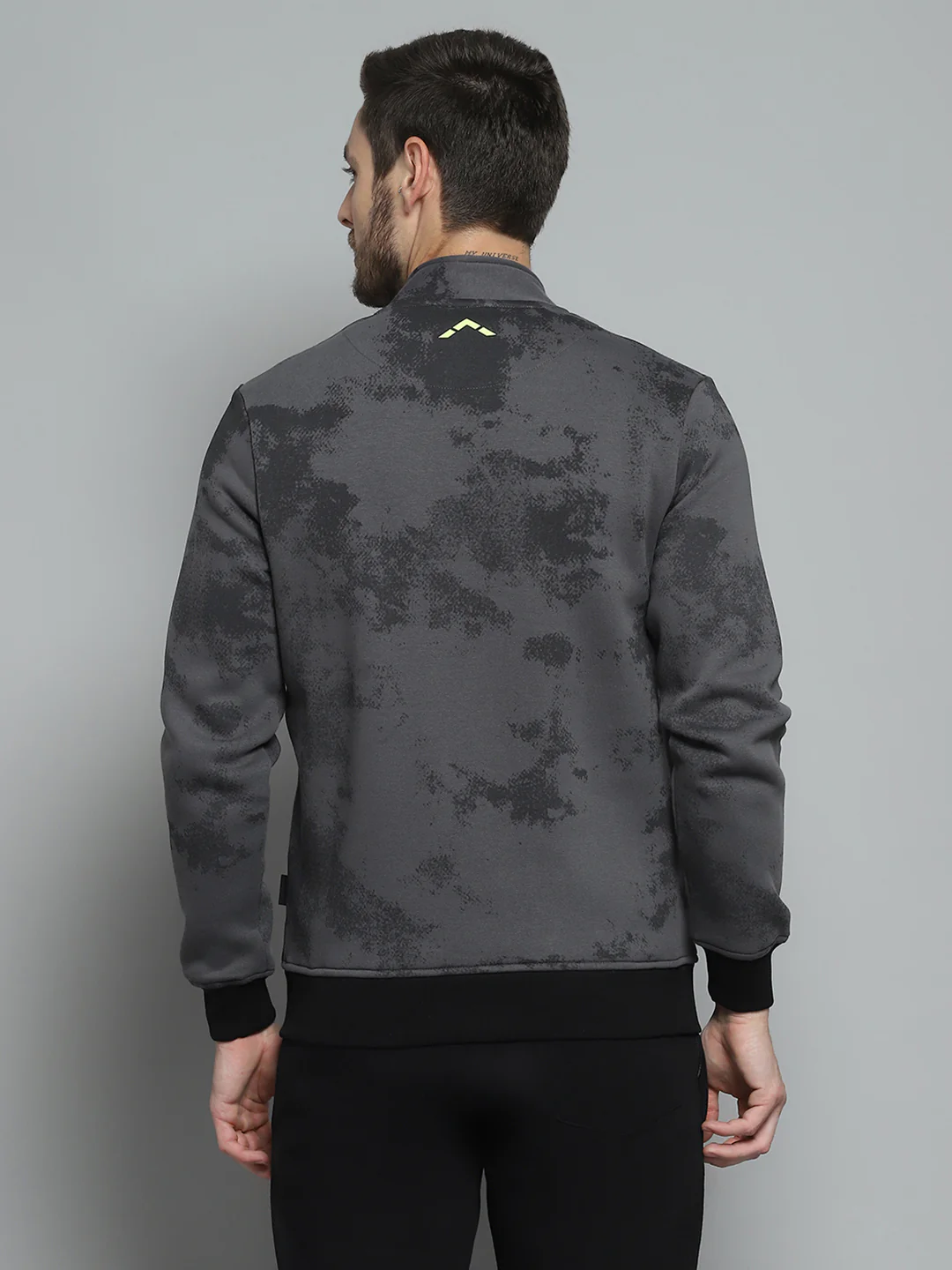 Rock.it Men Grey Printed Mock Neck Full Sleeve Sweatshirt - Image 5