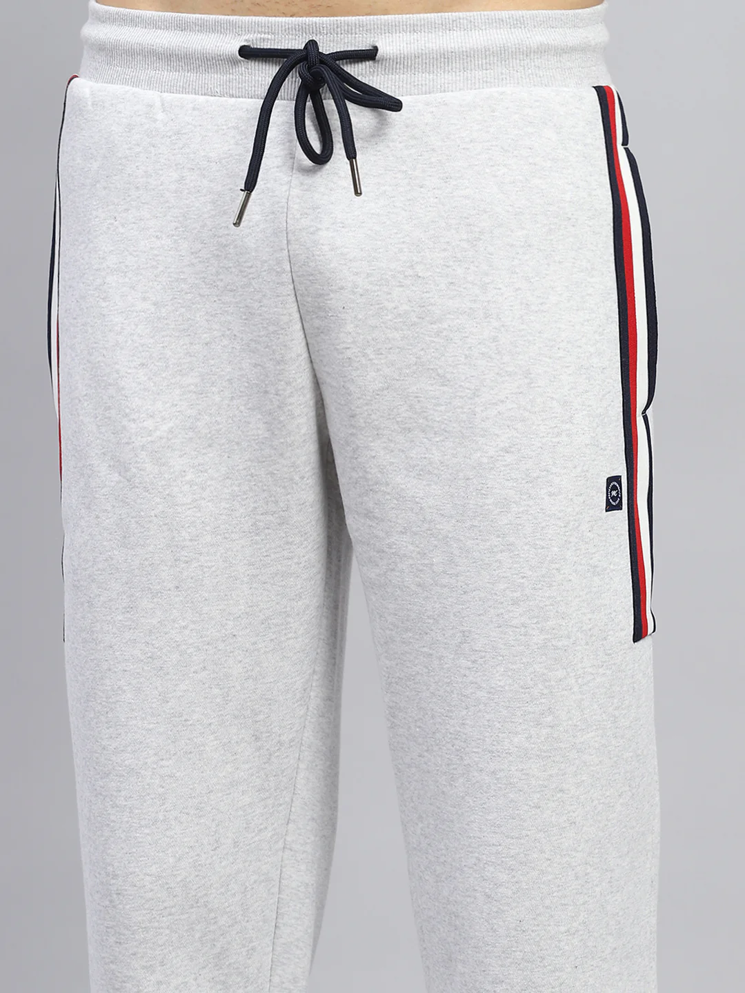 Men Grey Printed Mock Neck Full Sleeve Winter Tracksuit - Image 8