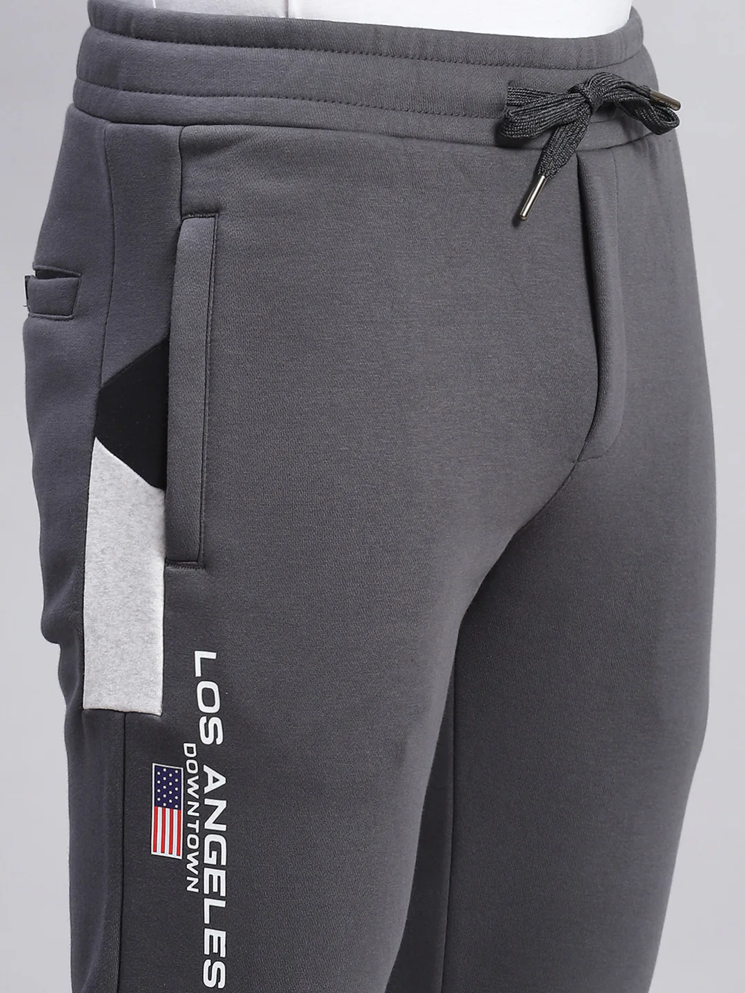 Men Grey Printed Regular Fit Winter Lowers - Image 6