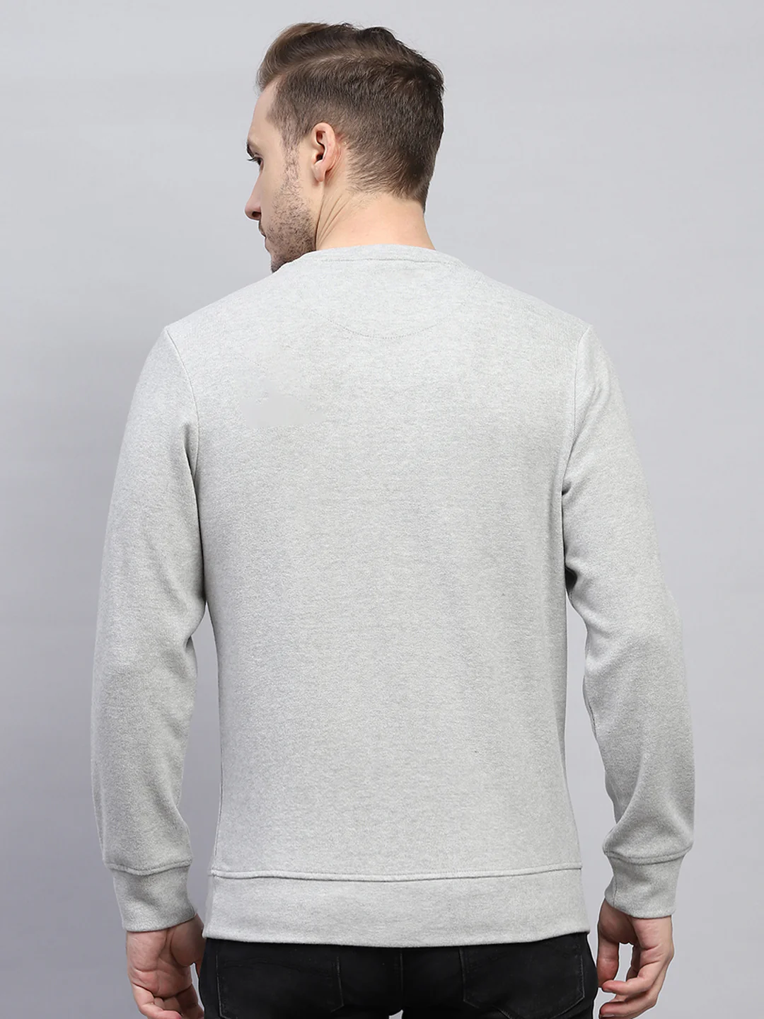 Men Grey Printed Round Neck Full Sleeve Sweatshirt - Image 5