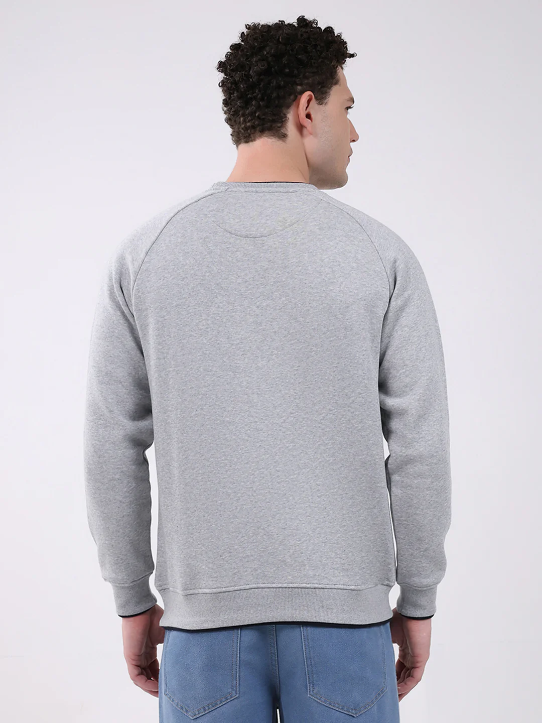 Men Grey Printed Round Neck Full Sleeve Sweatshirt - Image 5