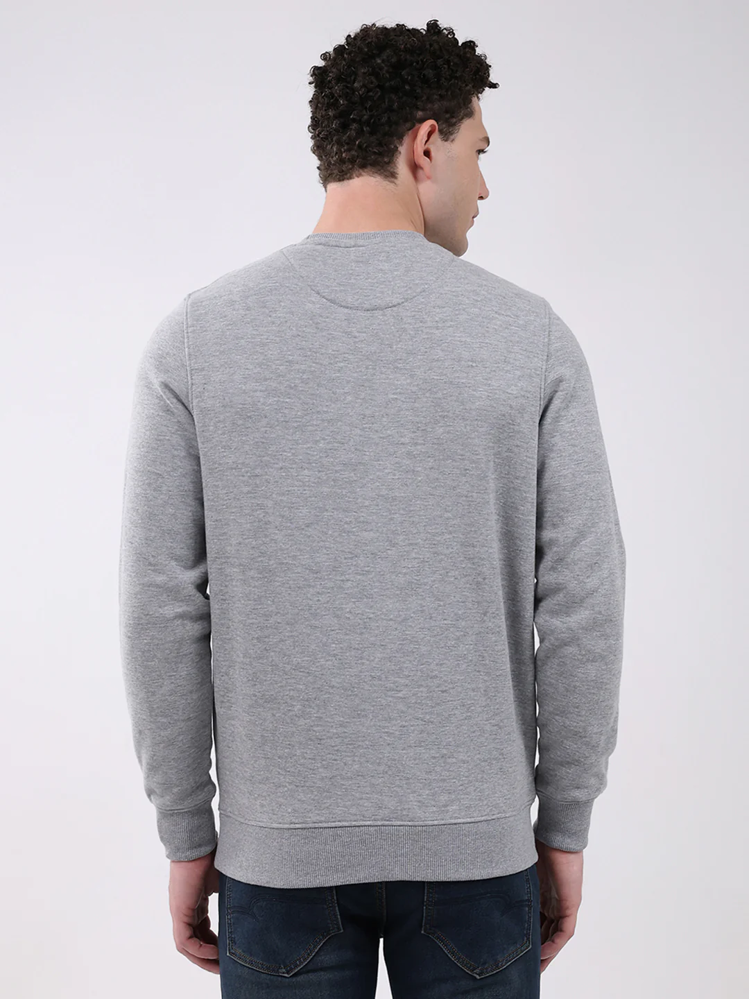 Men Grey Printed Round Neck Full Sleeve Sweatshirt - Image 5