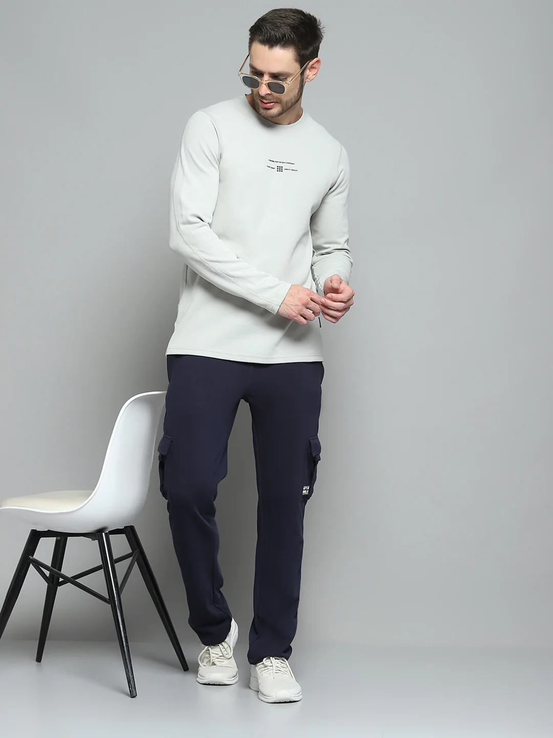 Rock.it Men Grey Printed Round Neck Full Sleeve Winter T-Shirt - Image 2