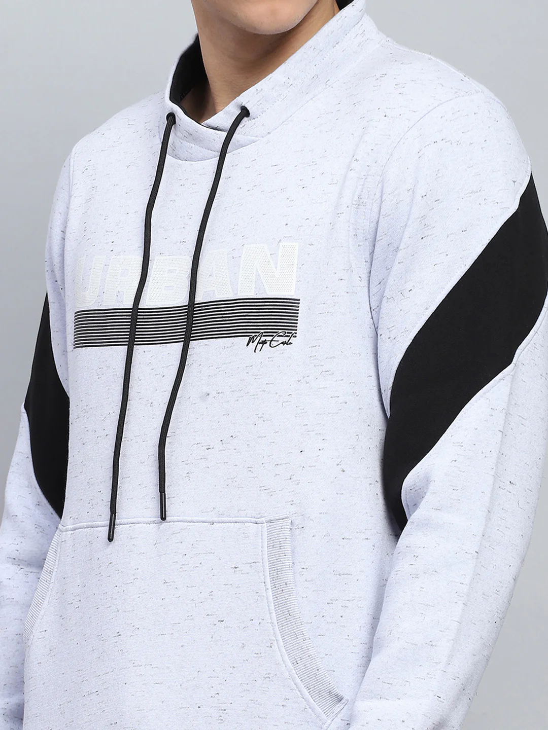 Men Grey Printed Round Neck Full Sleeve Winter Tracksuit - Image 6