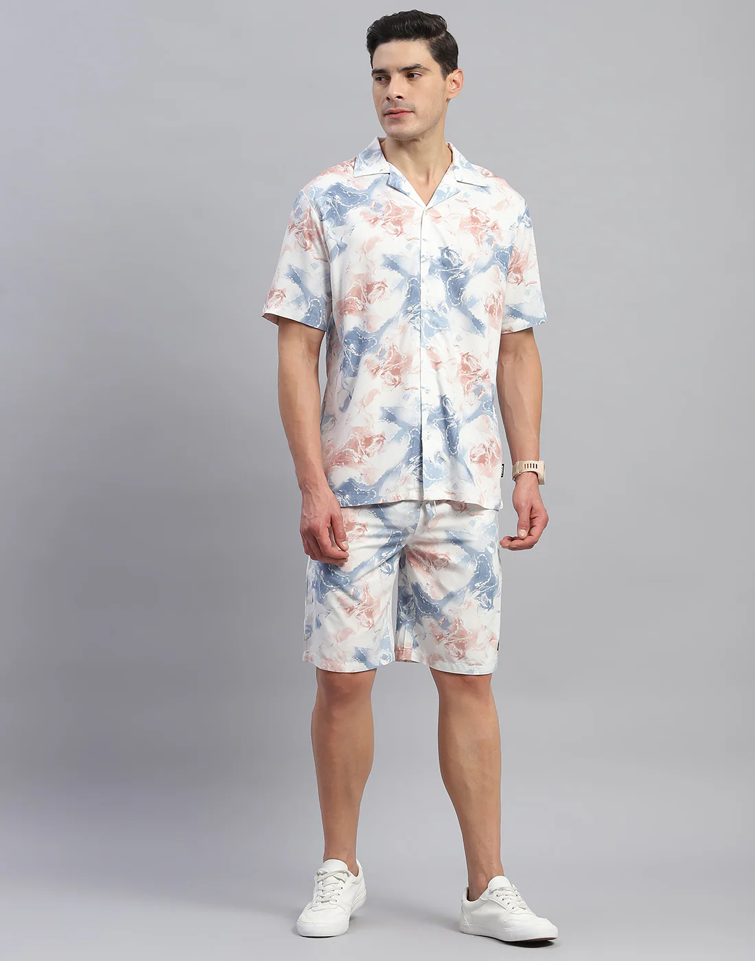 Rock.it Men Grey Printed Round Neck Half Sleeve Cords Set - Image 2