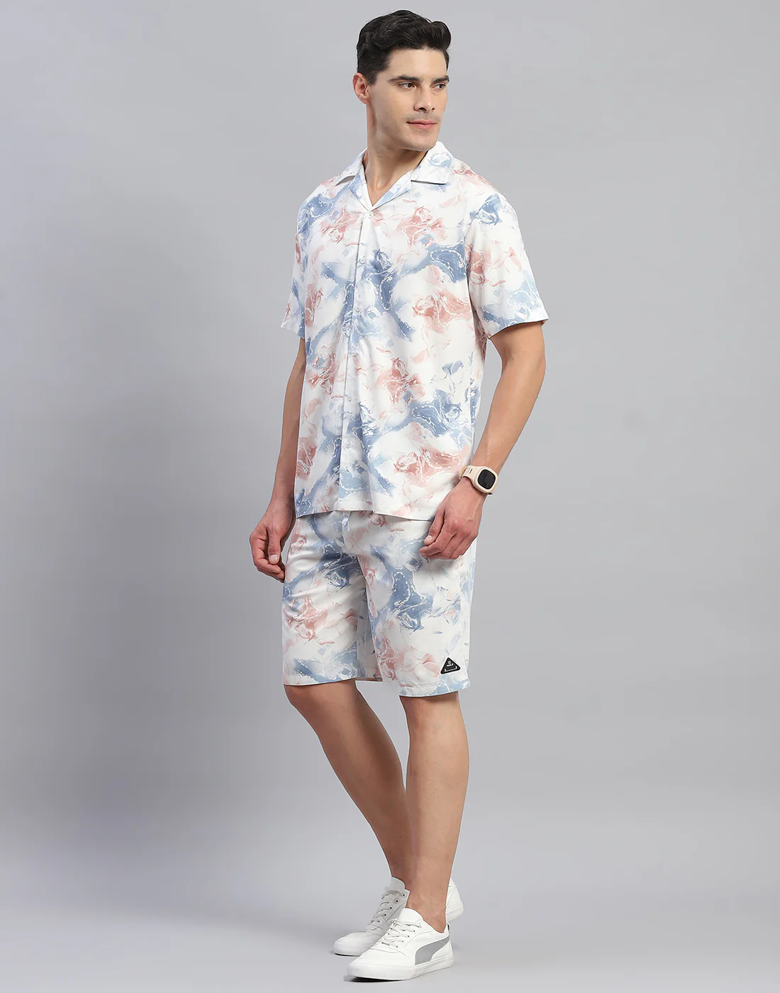 Rock.it Men Grey Printed Round Neck Half Sleeve Cords Set - Image 3