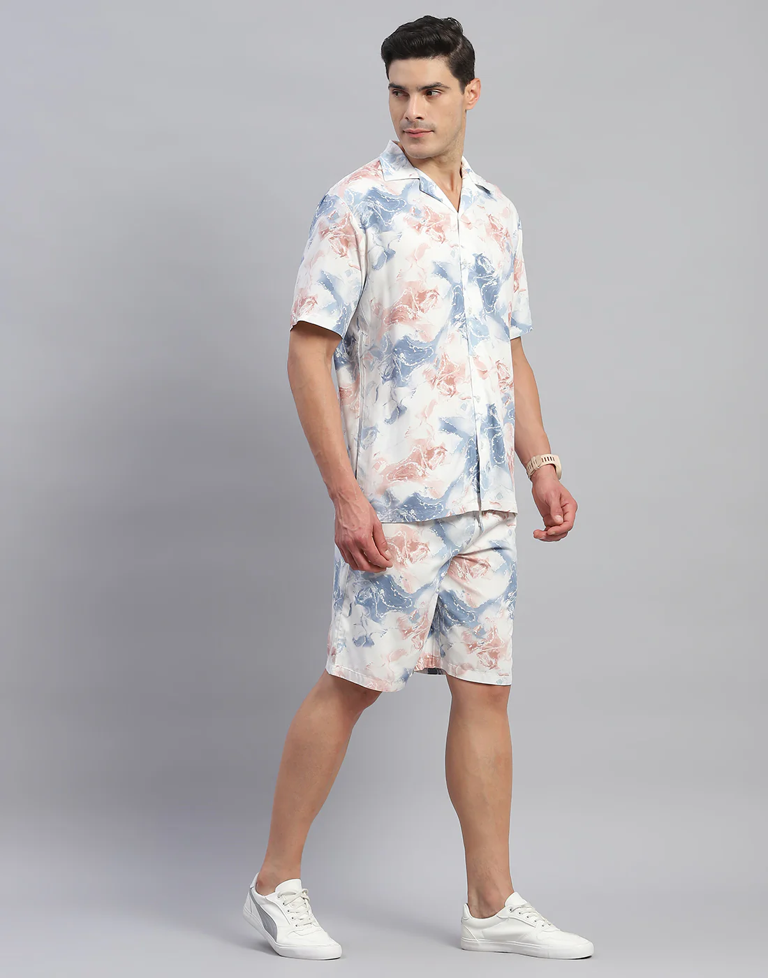 Rock.it Men Grey Printed Round Neck Half Sleeve Cords Set - Image 4