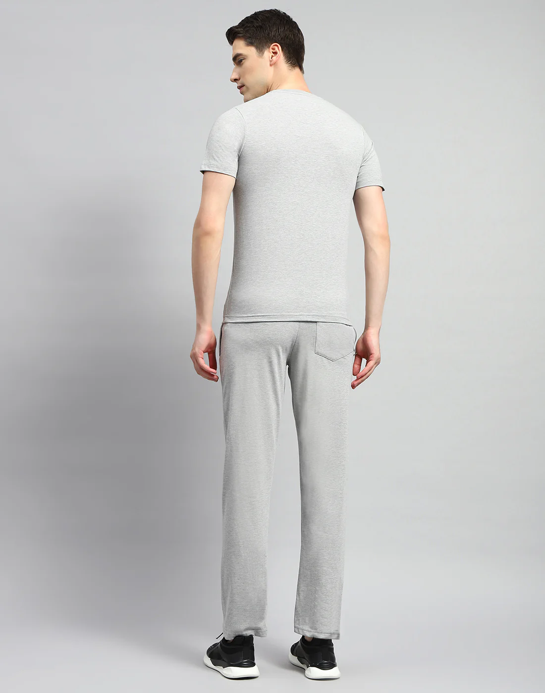 Men Grey Printed Round Neck Half Sleeve Lower Set - Image 5