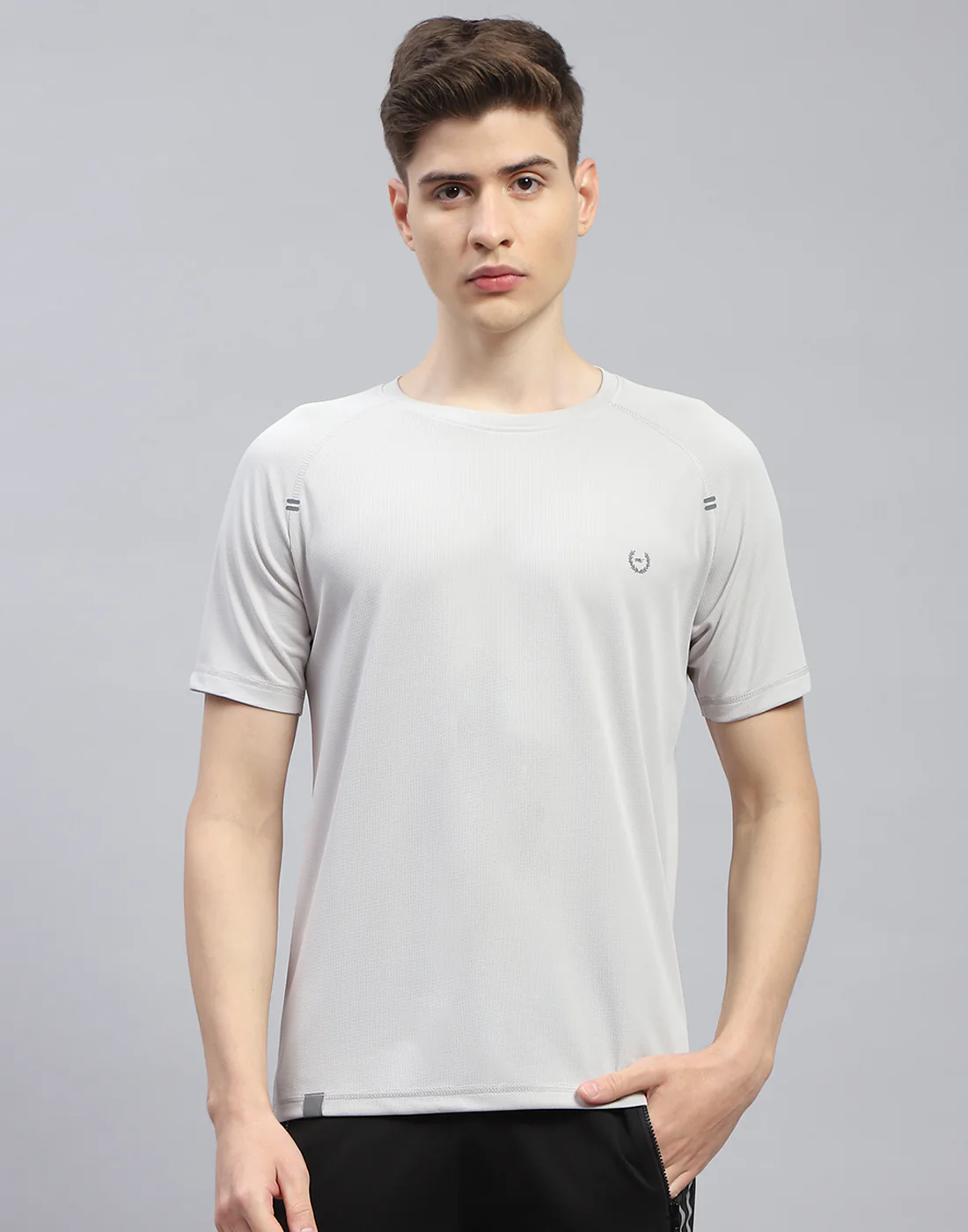 Men Grey Printed Round Neck Half Sleeve T-Shirt - Image 3