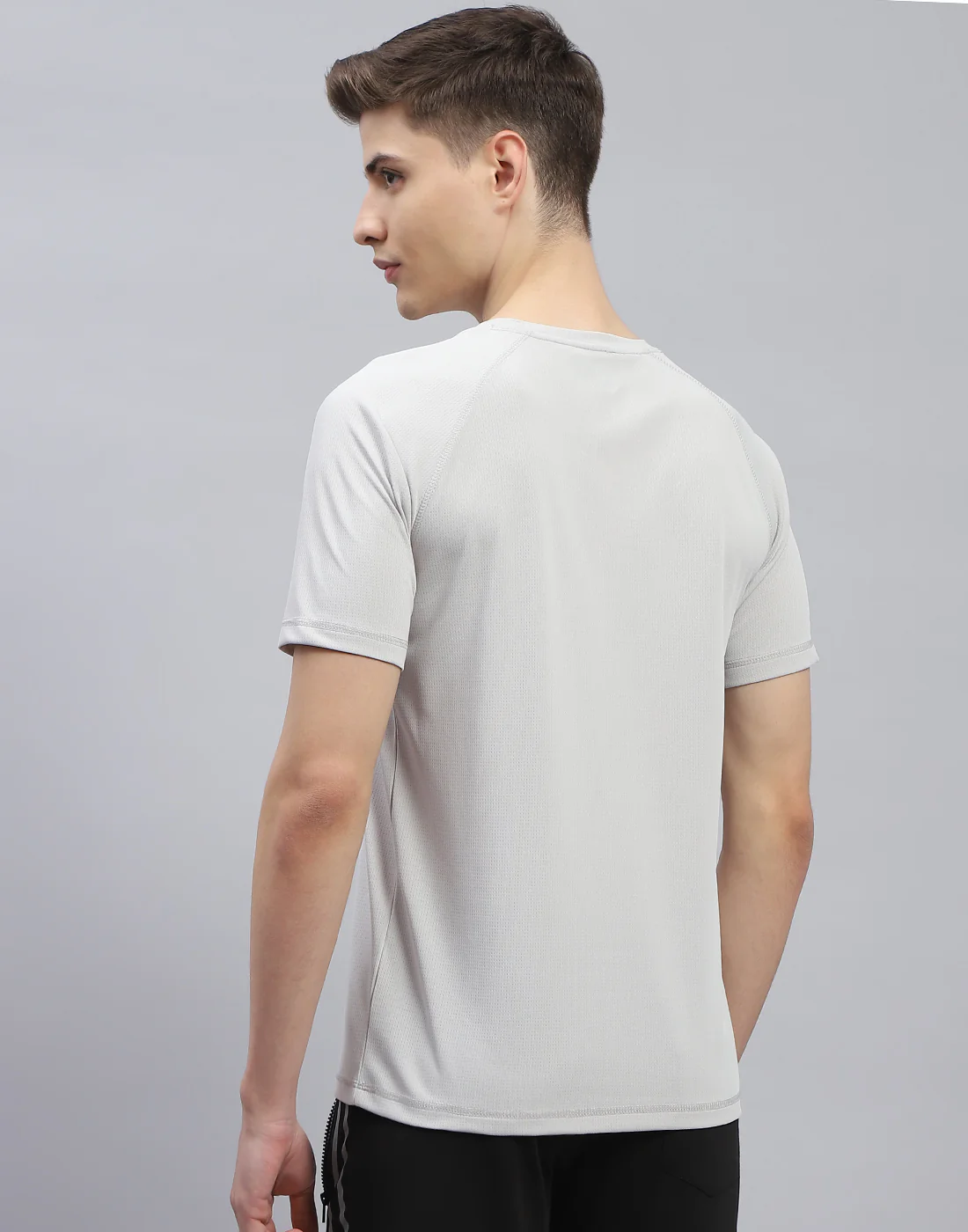 Men Grey Printed Round Neck Half Sleeve T-Shirt - Image 6