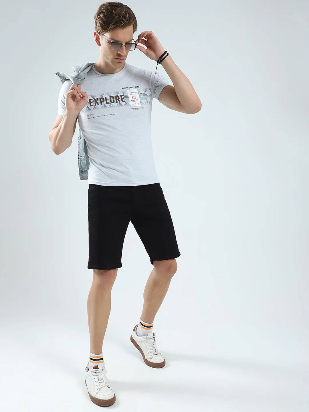 Men Grey Printed Round Neck Half Sleeve T-Shirt - Image 2