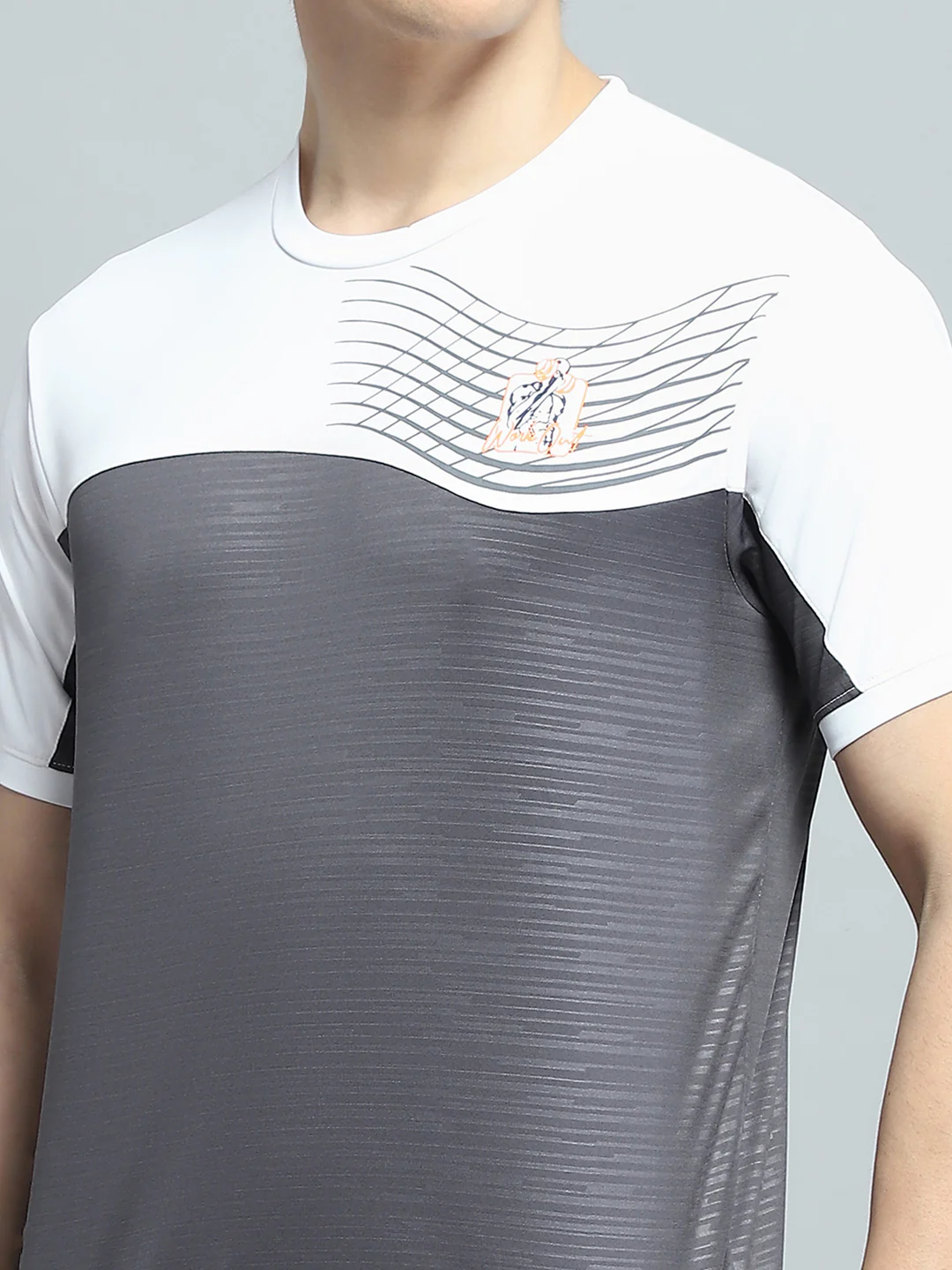 Men Grey Printed Round Neck Half Sleeve T-Shirt - Image 6