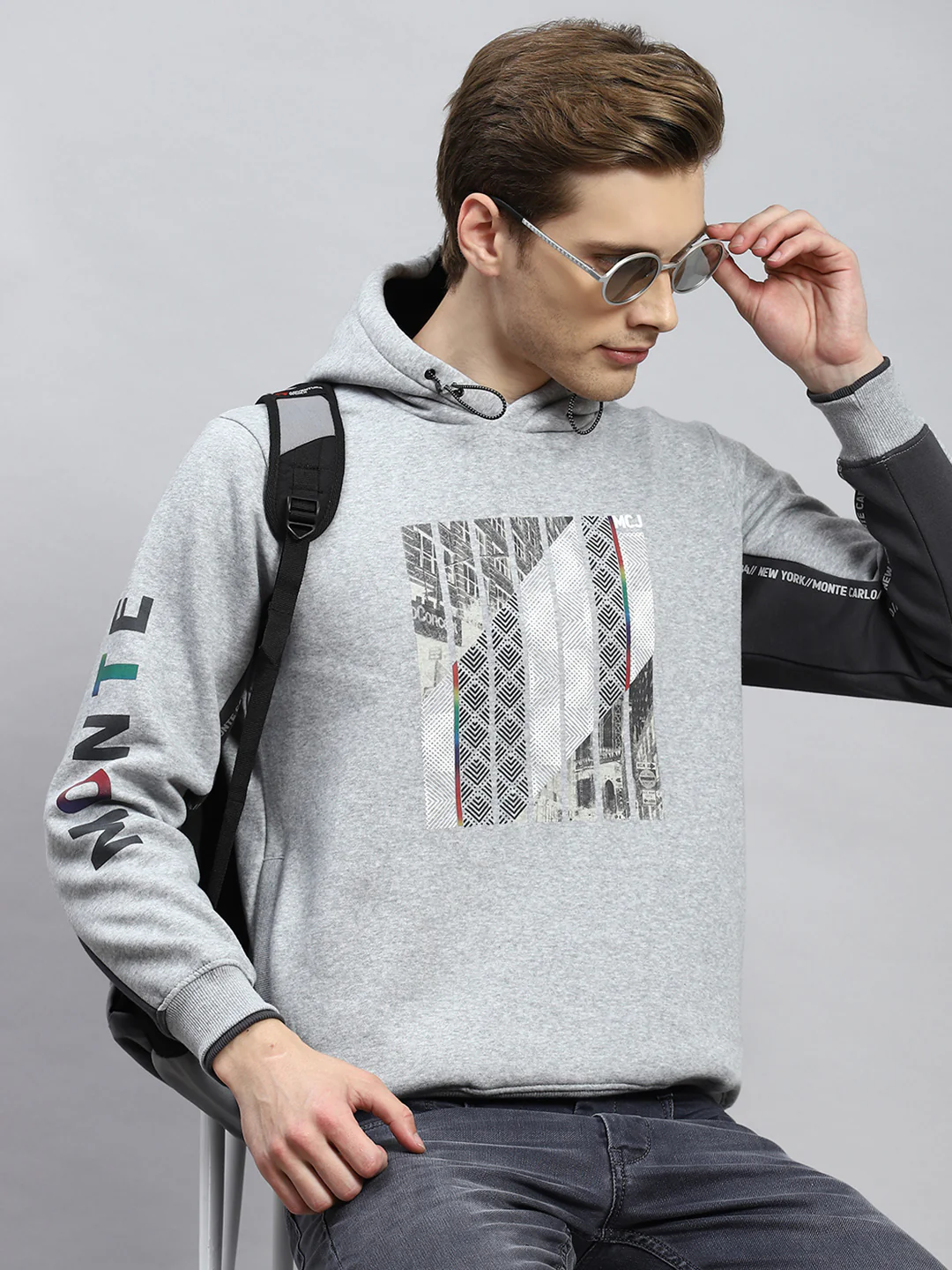 Men Grey Printed Sweatshirt - Image 2