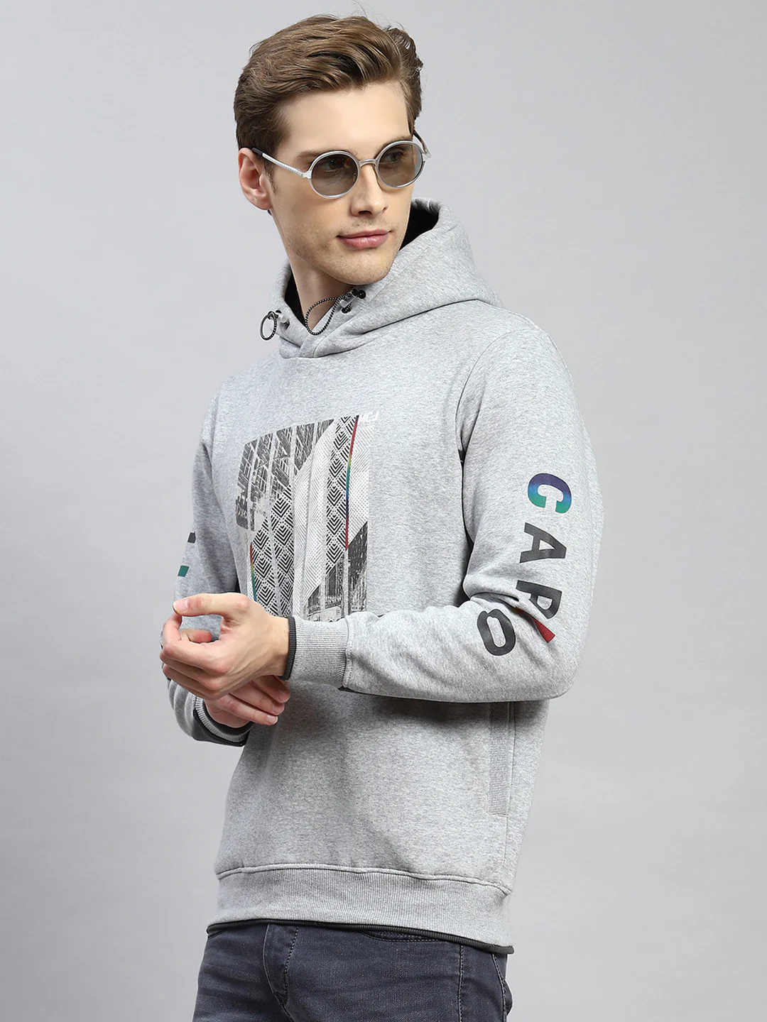 Men Grey Printed Sweatshirt - Image 4