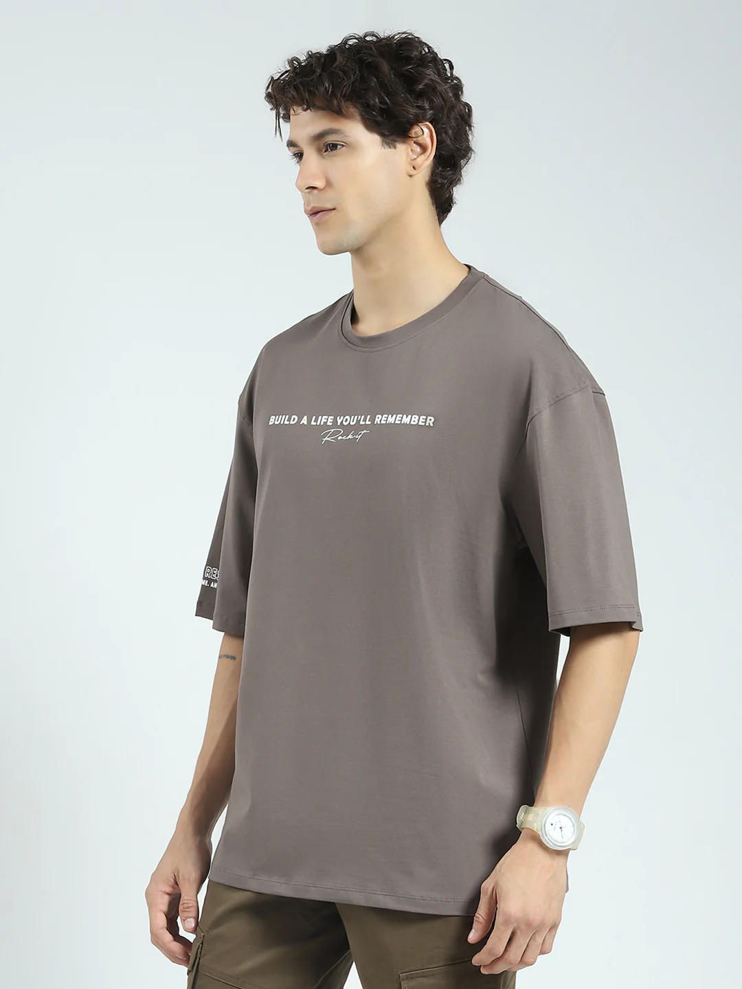Rock.it Men Grey Printed Round Neck Half Sleeve T-Shirt - Image 3