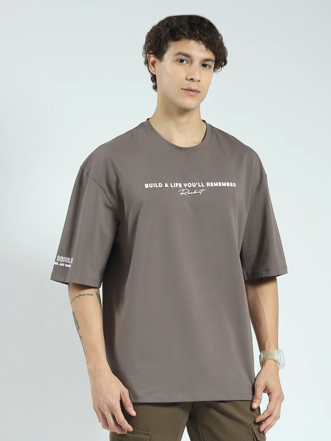 Rock.it Men Grey Printed Round Neck Half Sleeve T-Shirt - Image 4