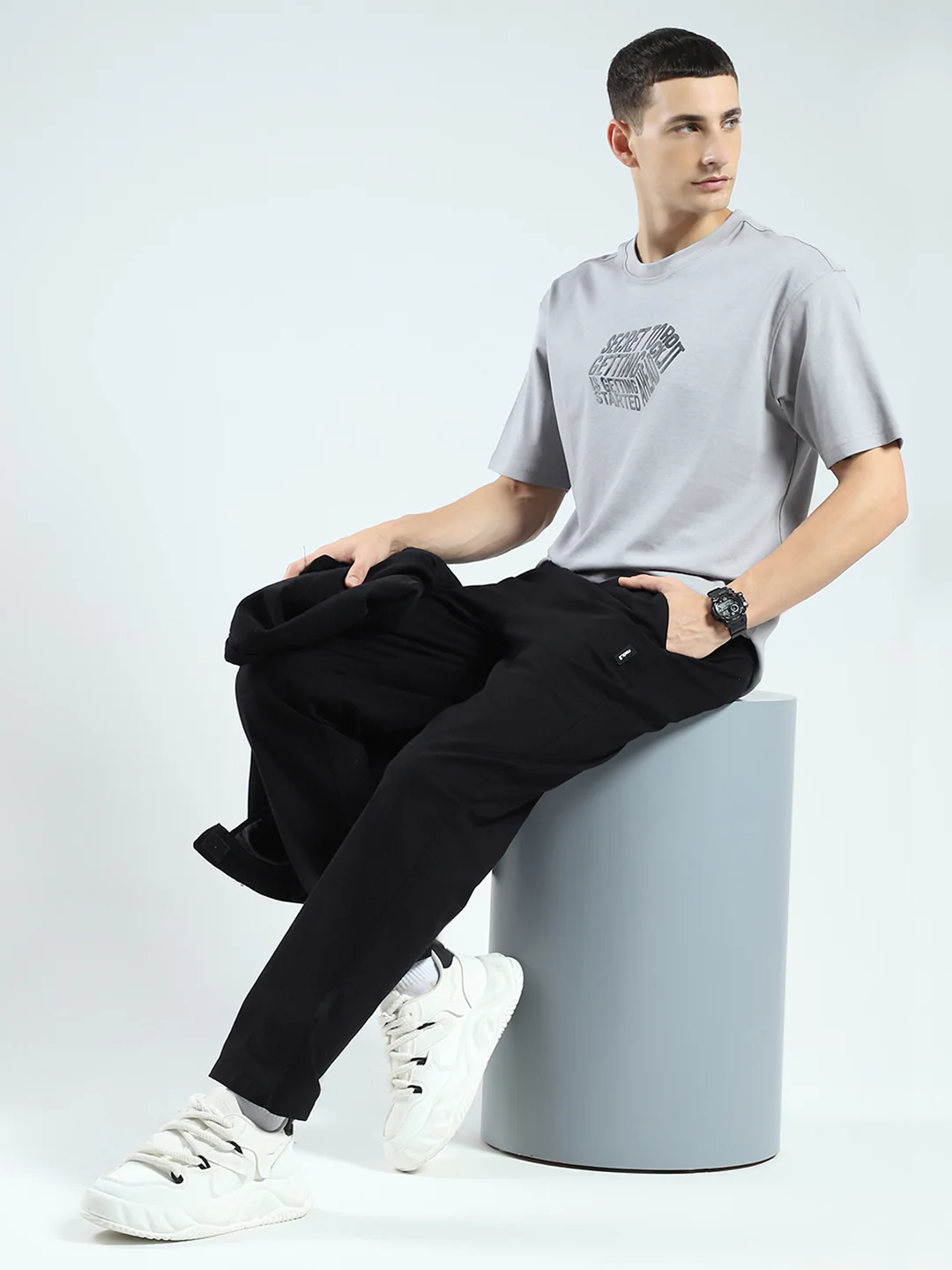 Rock.it Men Grey Printed Round Neck Half Sleeve T-Shirt - Image 2