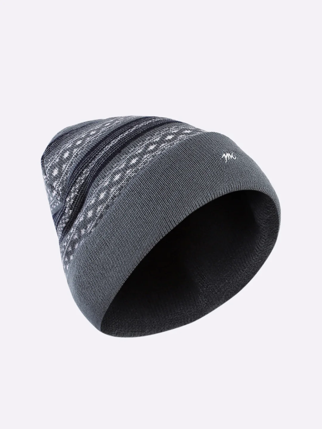 Men Grey Self Design Blend Wool Cap - Image 2