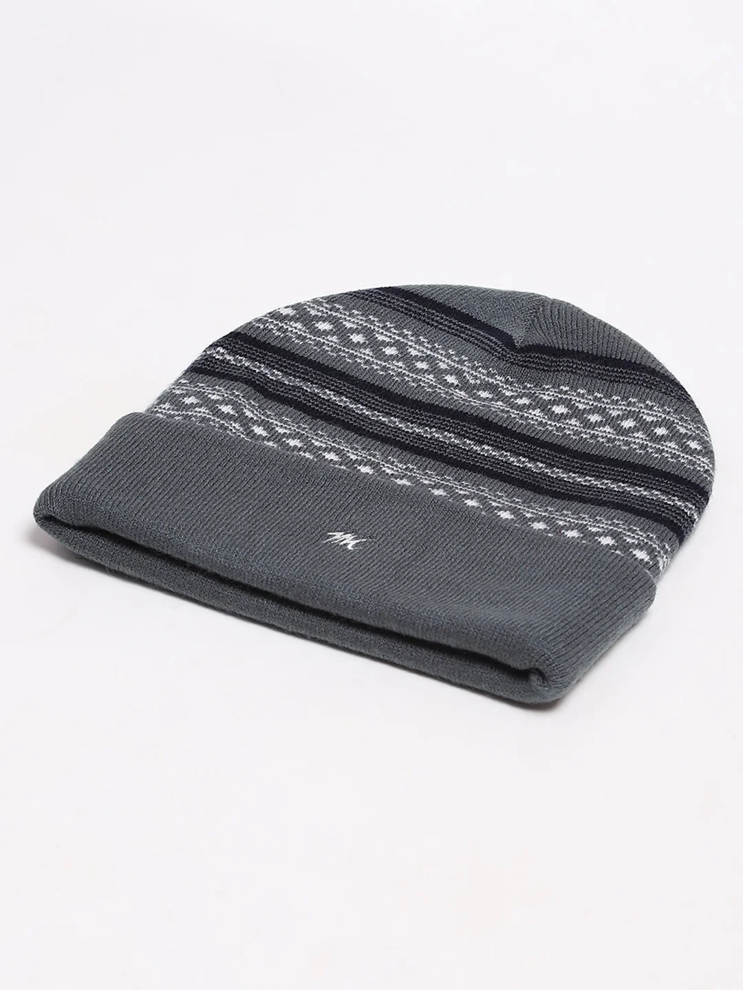 Men Grey Self Design Blend Wool Cap - Image 6