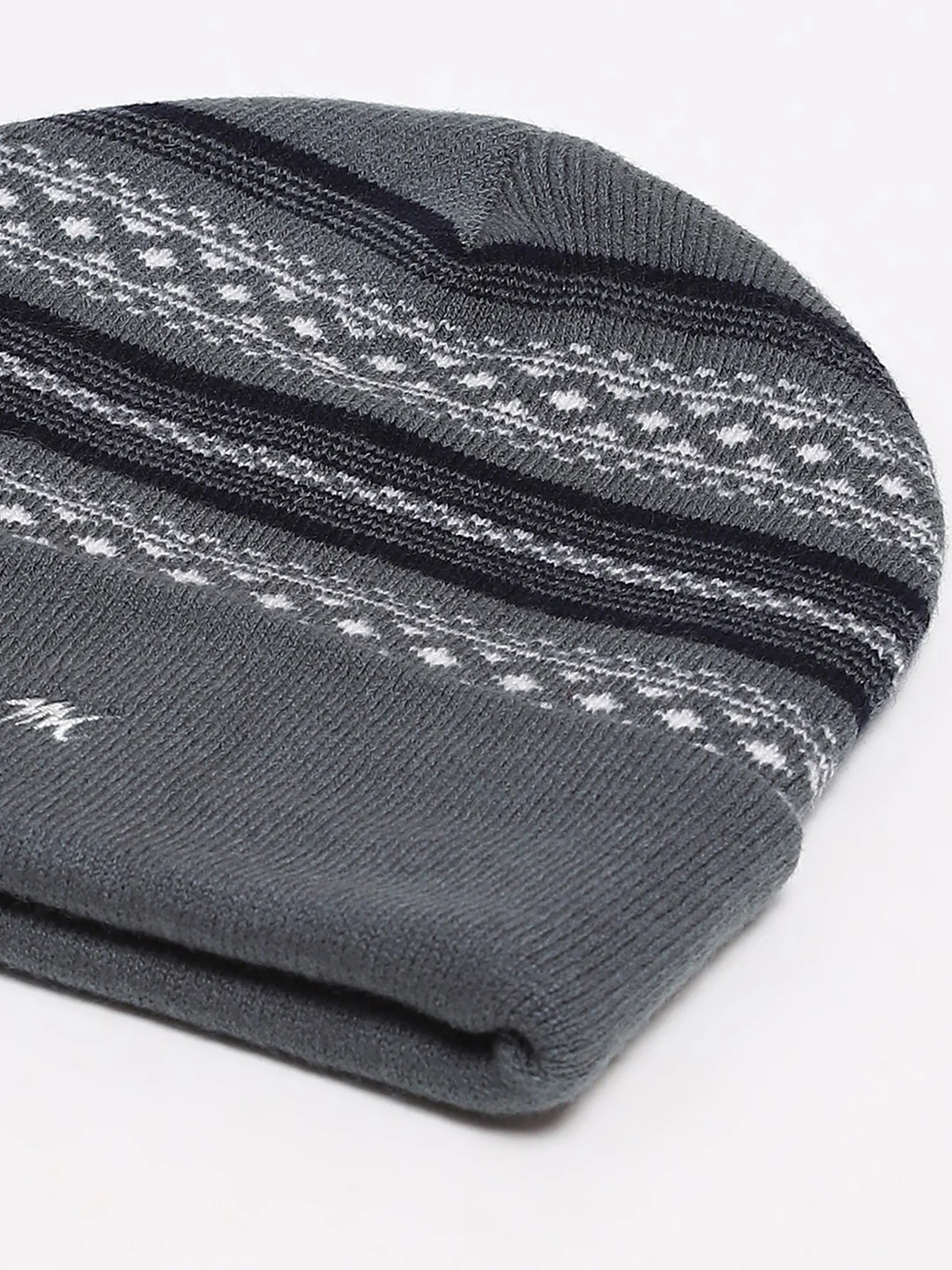 Men Grey Self Design Blend Wool Cap - Image 7