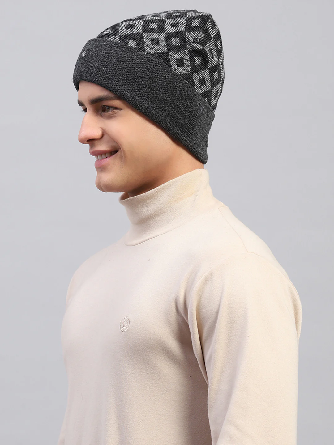 Men Grey Self Design Cap - Image 2