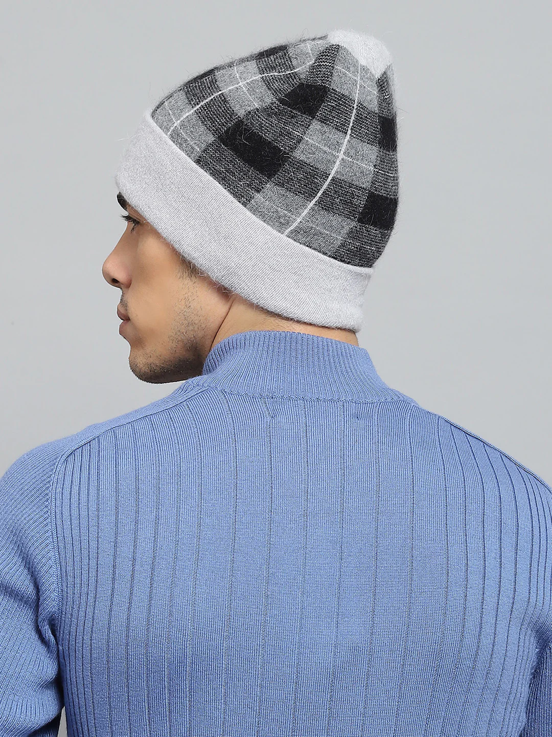 Men Grey Self Design Cap - Image 5