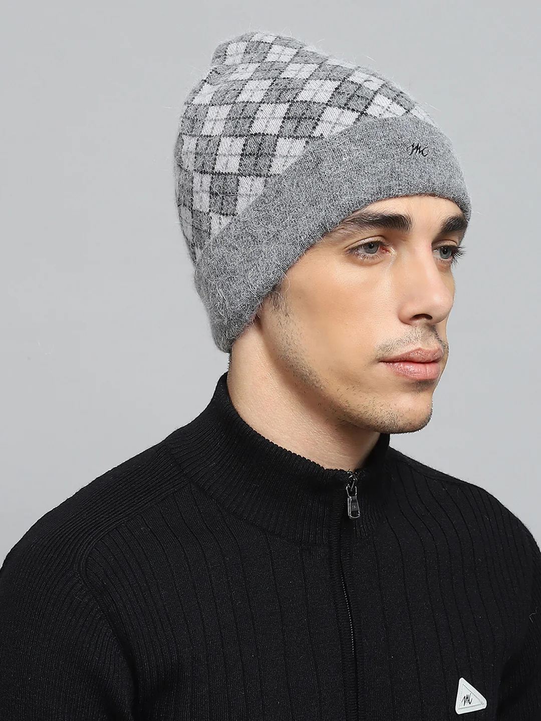 Men Grey Self Design Cap - Image 4