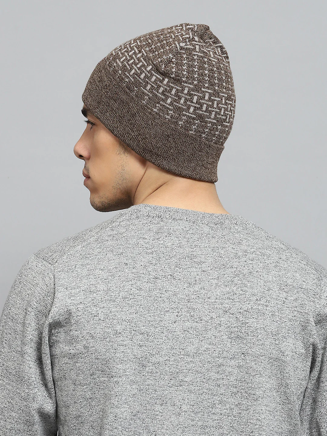 Men Grey Self Design Cap - Image 5