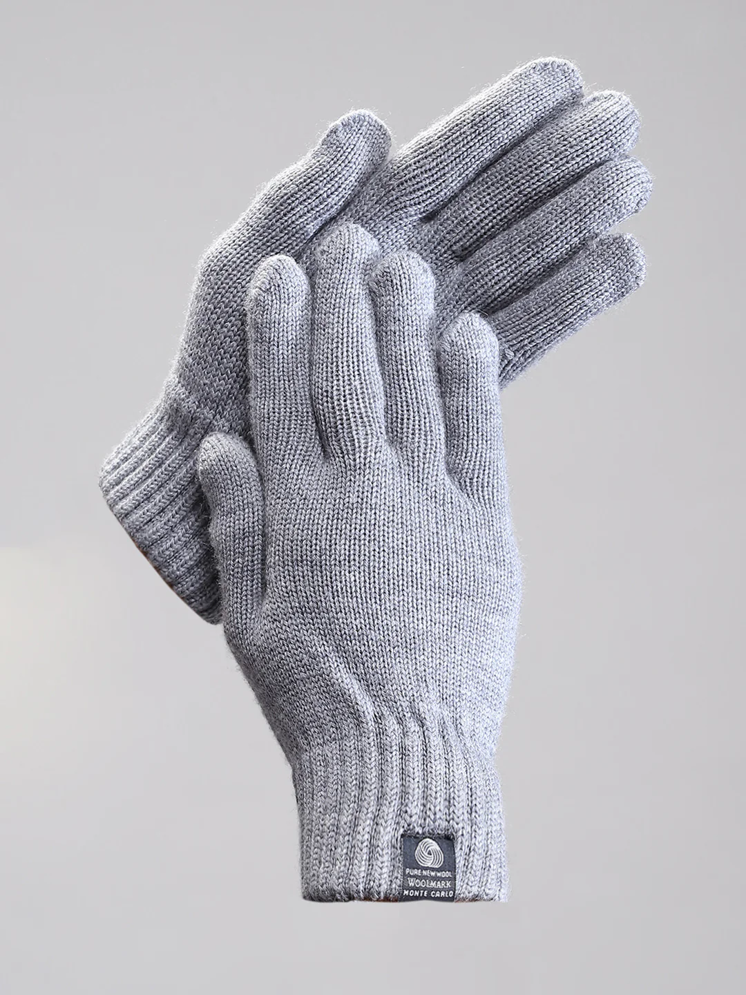 Men Grey Self Design Gloves - Image 2