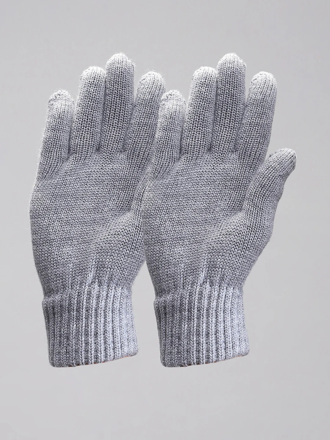Men Grey Self Design Gloves - Image 3