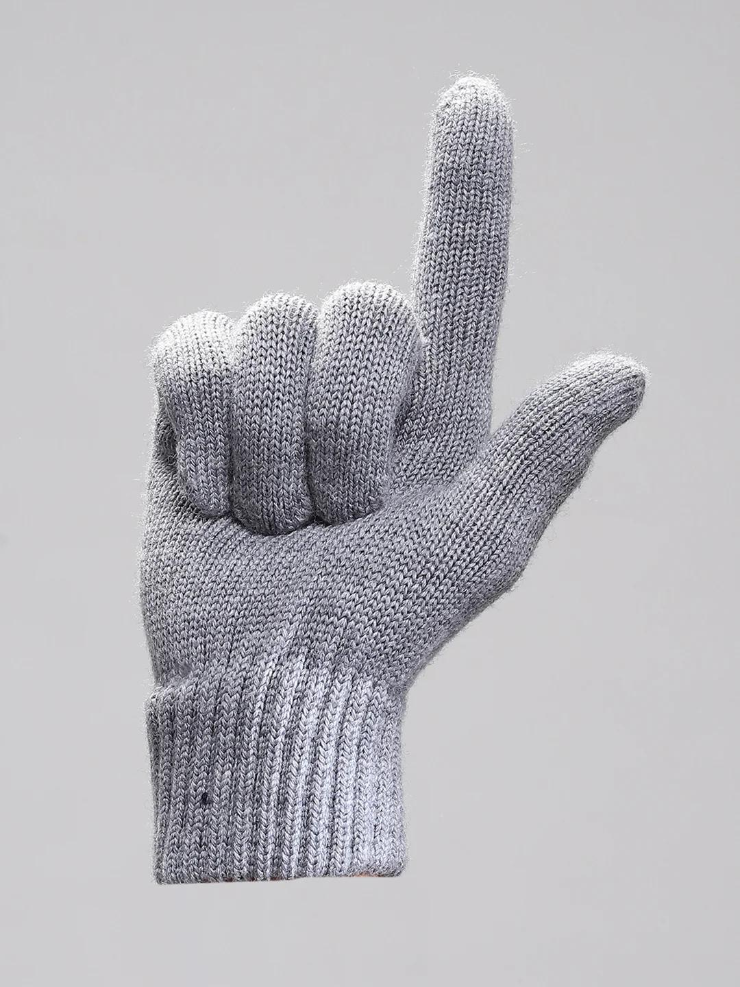 Men Grey Self Design Gloves - Image 4