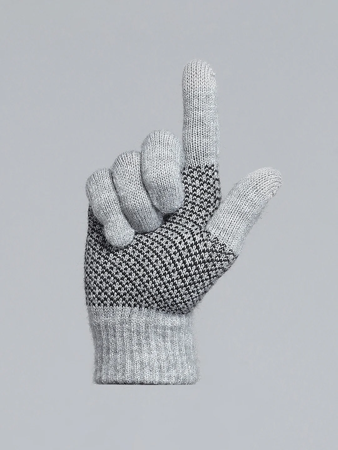 Men Grey Self Design Gloves - Image 4