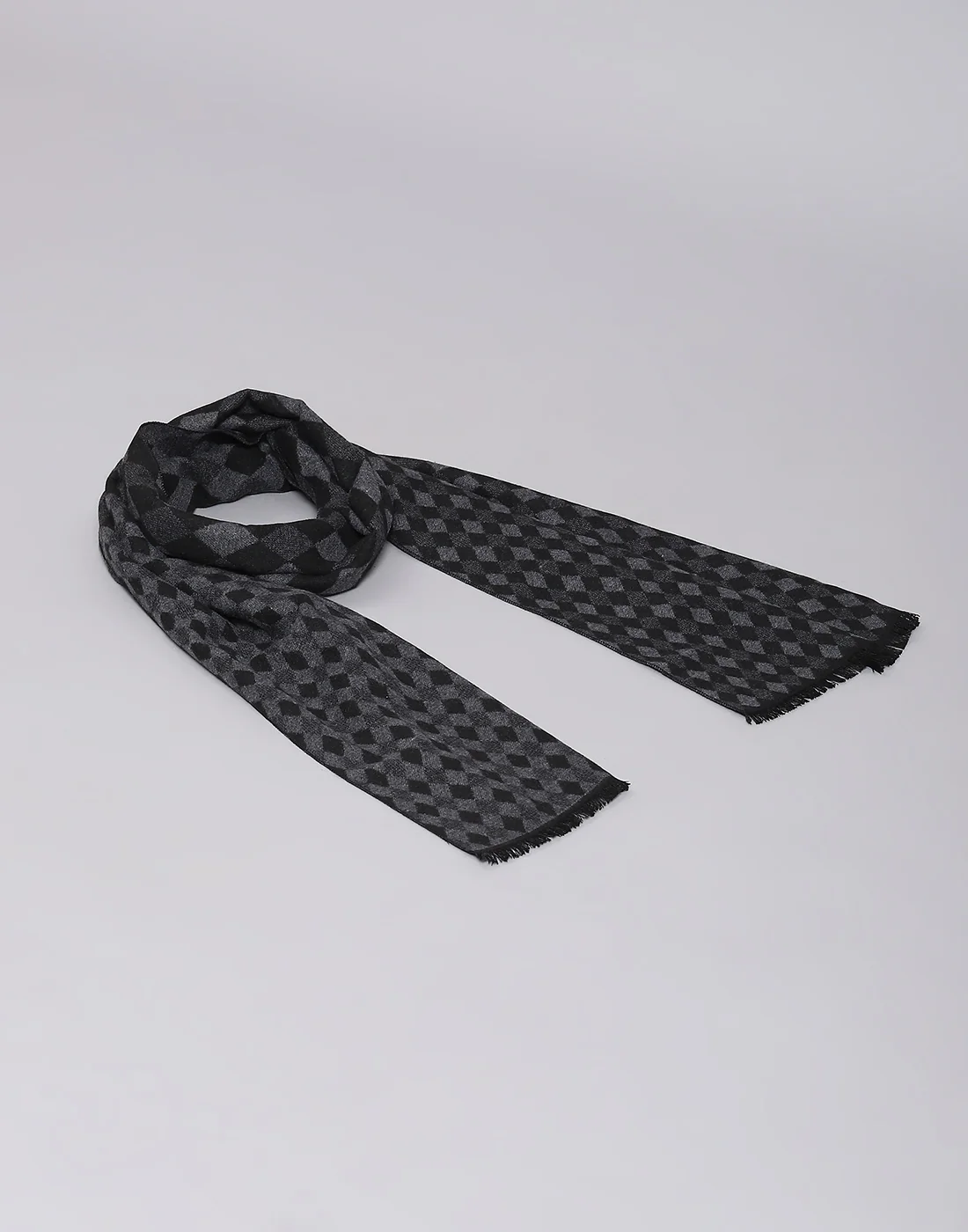 Men Grey Self Design Muffler - Image 3