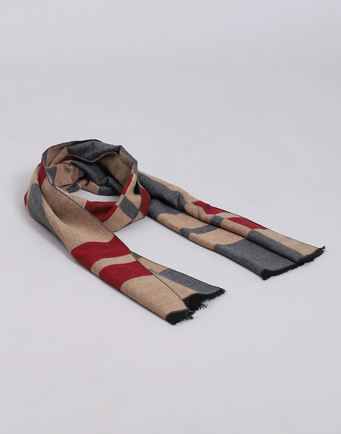 Men Grey Self Design Muffler - Image 3