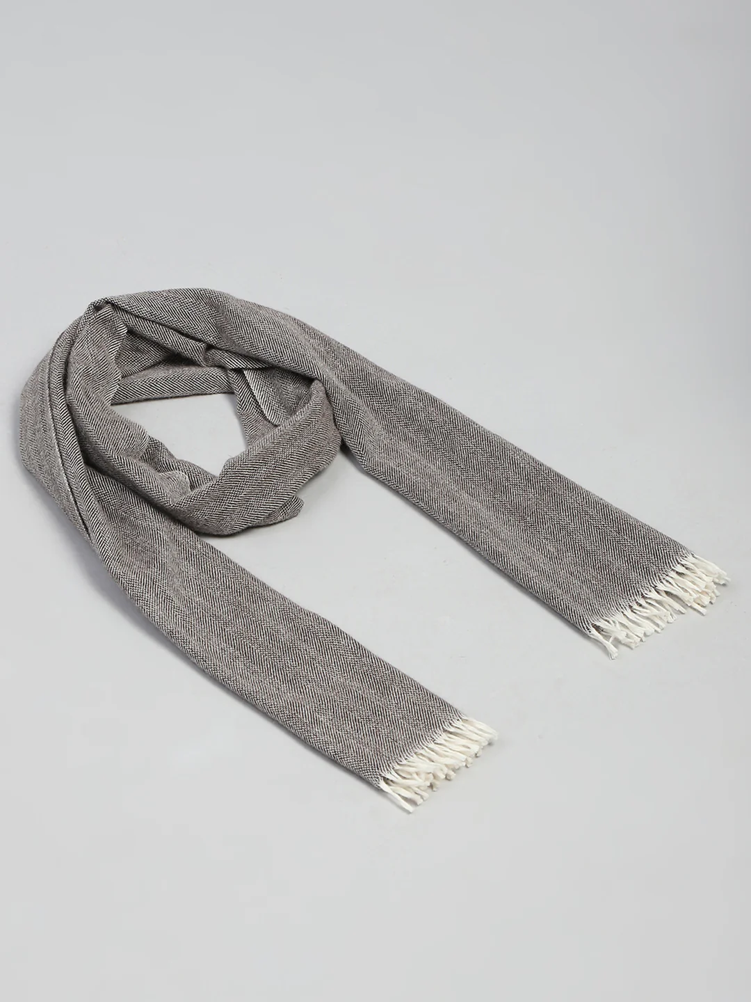 Men Grey Self Design Muffler - Image 2