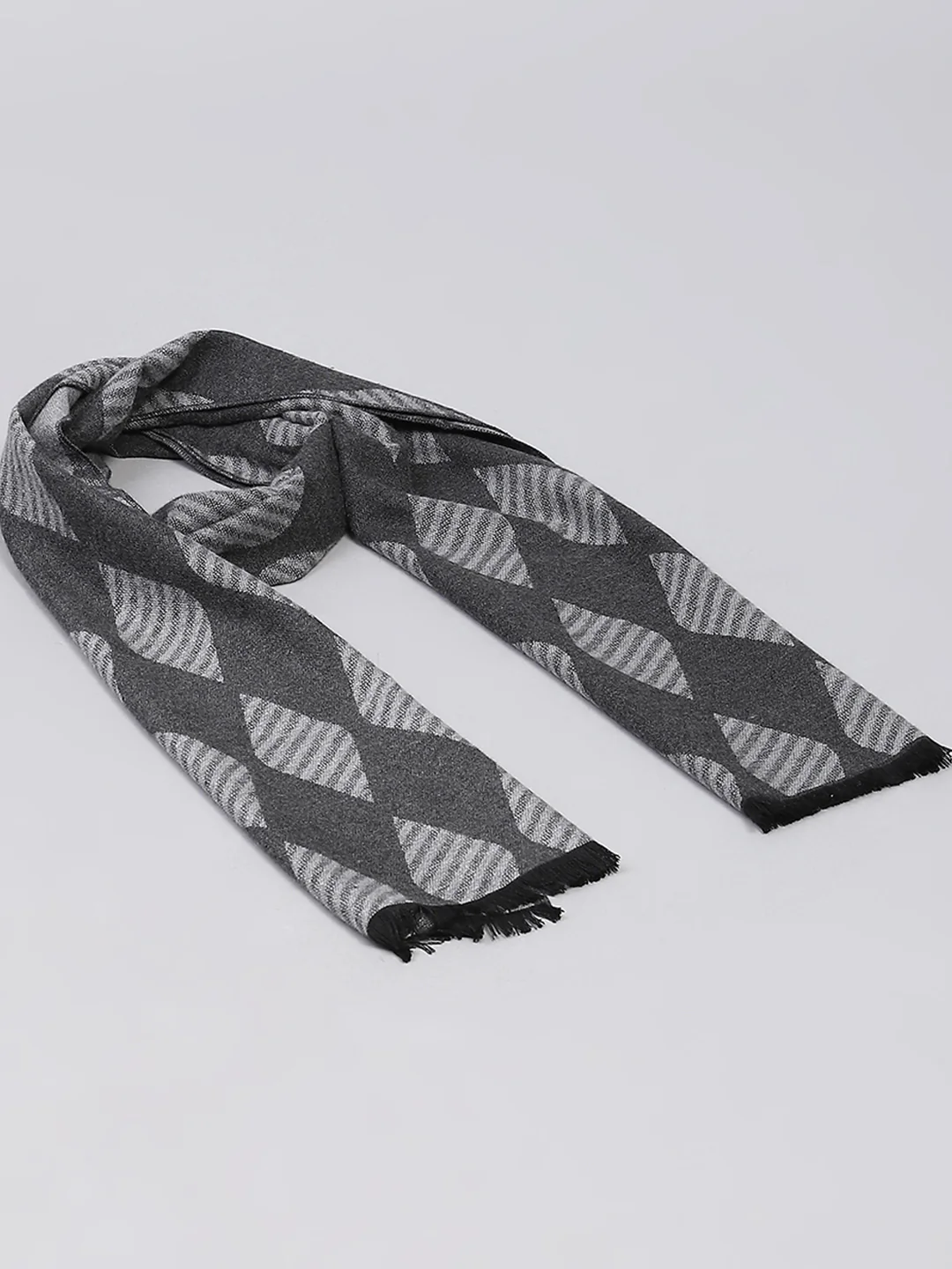 Men Grey Self Design Muffler - Image 7