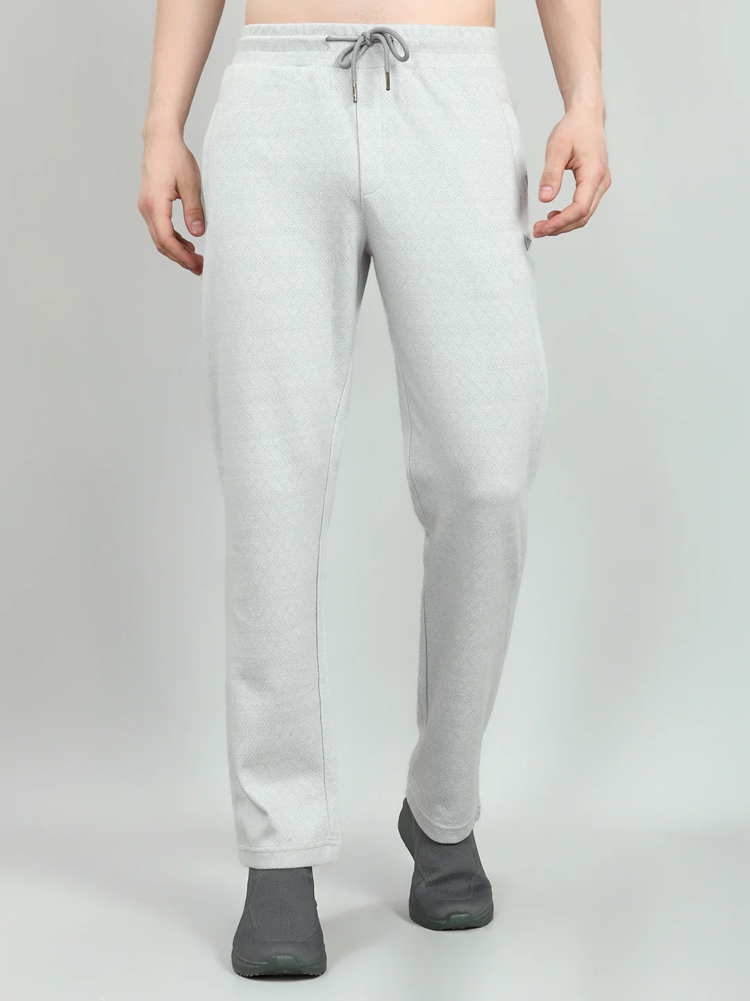 Men Grey Self Design Regular Fit Lower