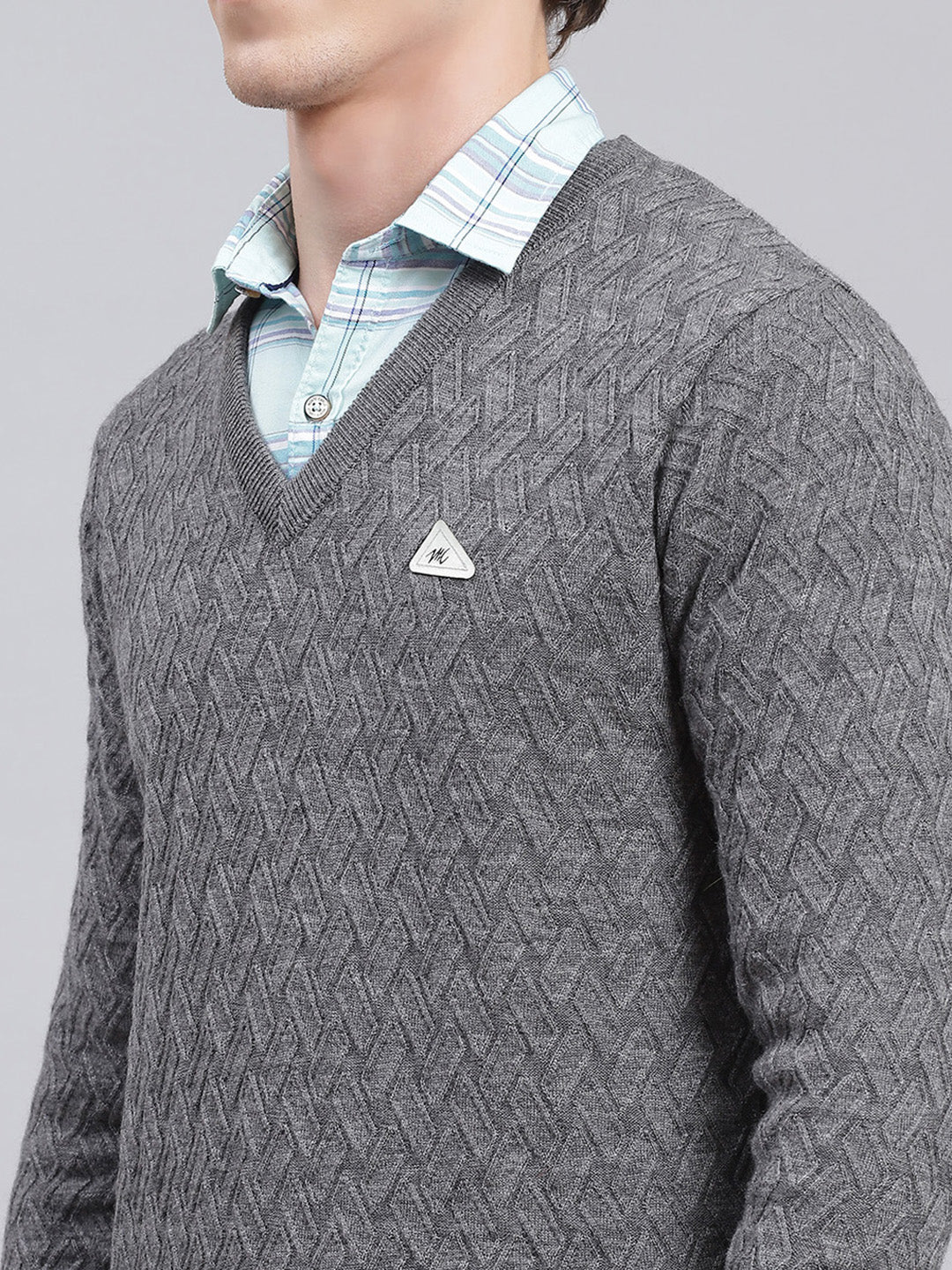 Men Grey Self Design Wool blend Pullover - Image 6