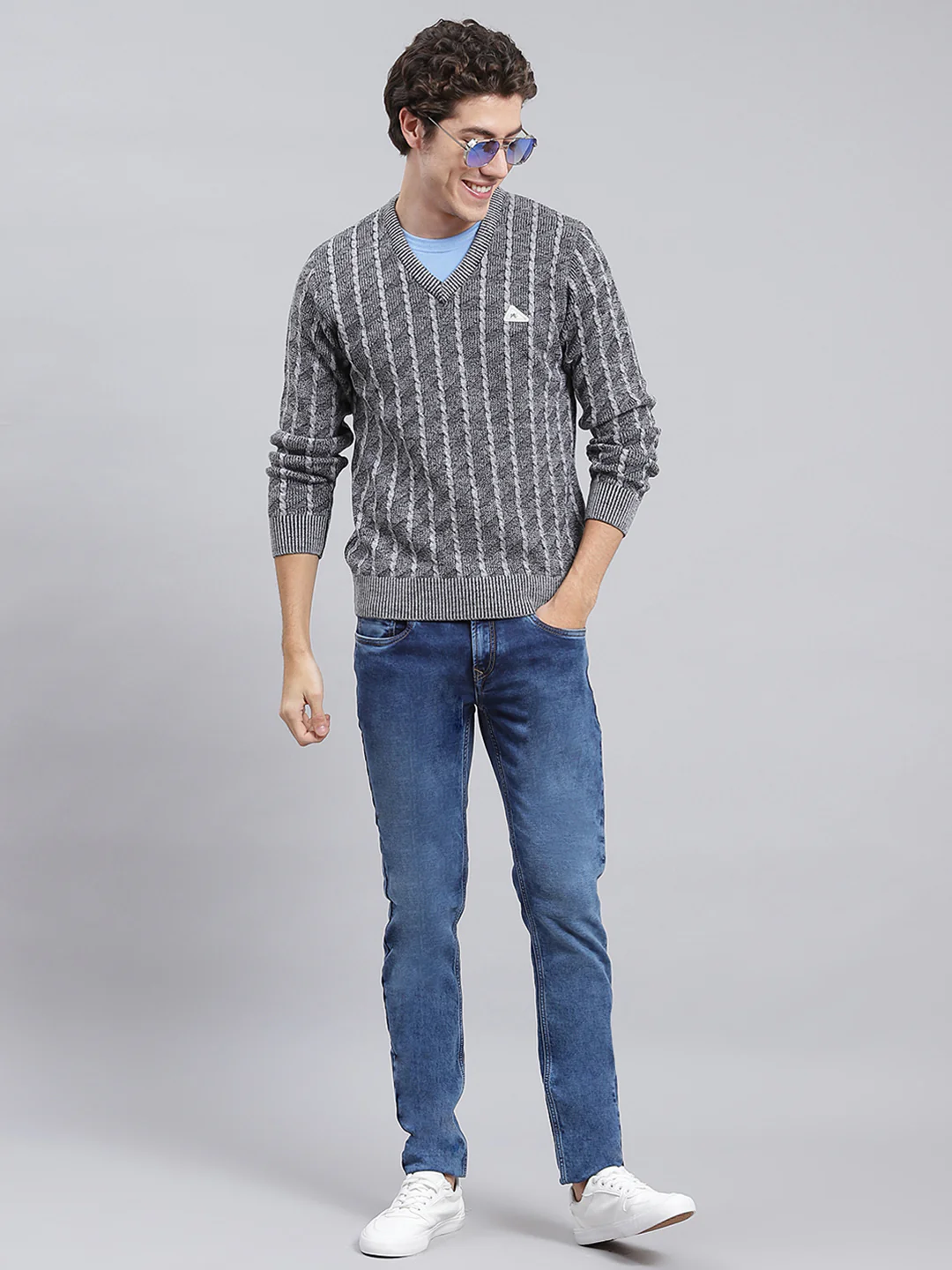 Men Grey Self Design Wool blend Pullover - Image 5