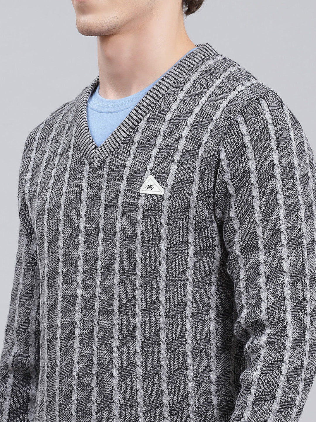 Men Grey Self Design Wool blend Pullover - Image 6