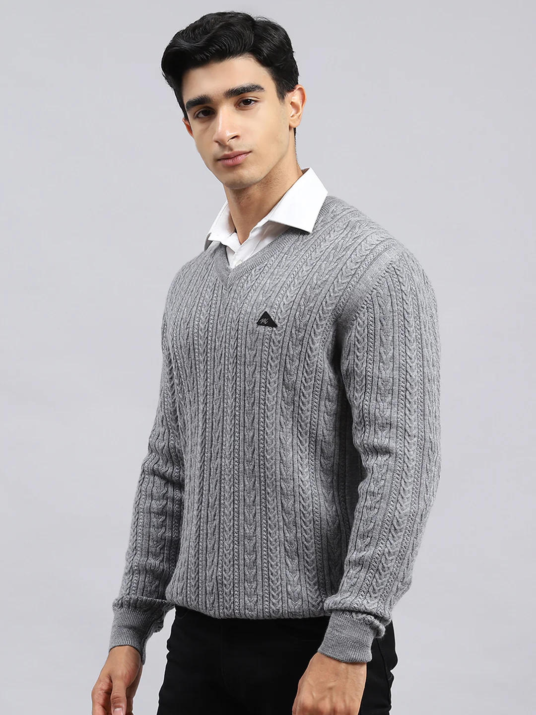 Men Grey Self Pullover - Image 4