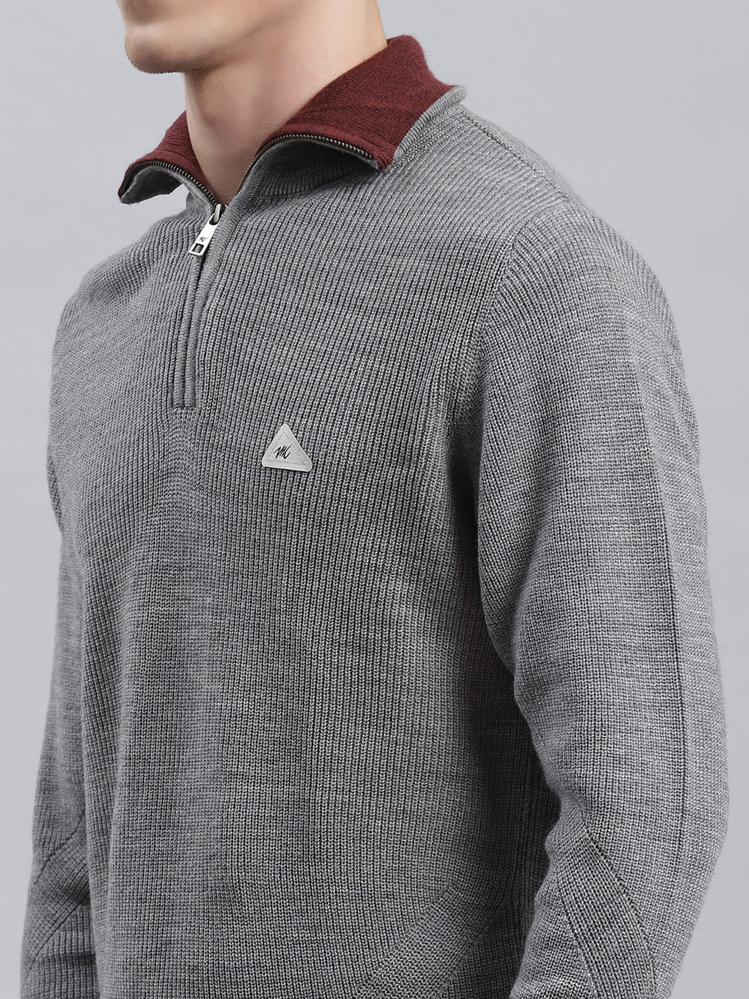 Men Grey Self Pullover - Image 6
